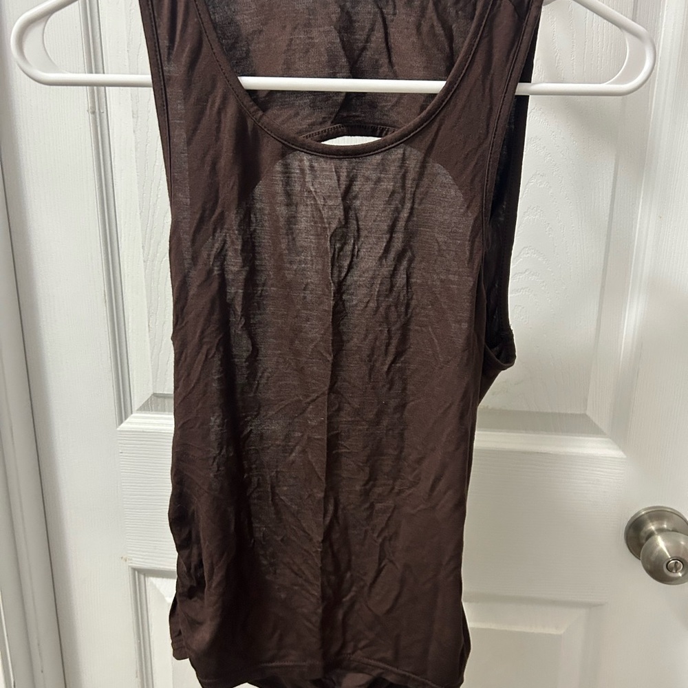 SHEIN Chocolate Brown open back Tank Top